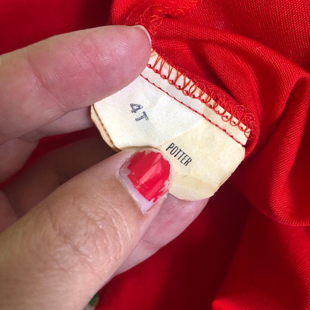 Vintage‎ Beatrix Potter Embroidered Dress Red Jemima Puddleduck 70s 80s 4T Rare - Picture 8 of 11